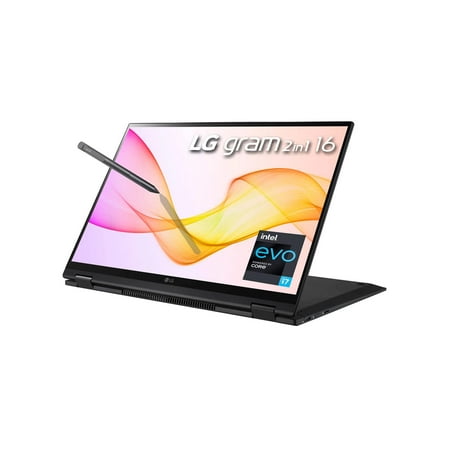 LG GRAM, 16" 2-in-1 Ultralight Laptop 2022, Full Day Battery, WQXGA IPS Touchscreen, Intel EVO Platform i7-1165G7, 16GB RAM, 512GB SSD, Iris Xe Graphics, Backlit KB, WiFi 6, Win 10, Pen
