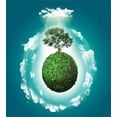 thumbnail image 3 of Tree of Life Duvet Cover Set, Grassy Globe World with Plant Clouds in Air Science Fiction Mother Earth, Decorative 2 Piece Bedding Set with 1 Pillow Shams, Twin Size, Green Blue White, by Ambesonne, 3 of 3