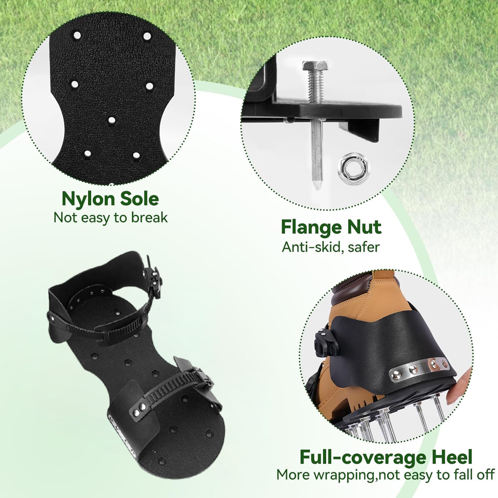 2 in 1 Aerator Shoes For Lawns And Epoxy Floors Steel Spikes Penetrate Hard Soil Easy Use