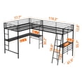 thumbnail image 3 of Twin Size Loft Bed with 2 Beds in 1 for Kids Teens Adults, Metal Loft Bed Frame with 2 Built-In Desks, Twin Size 2 Beds in 1 Loft Bed with Ladder & Full-Length Guardrails for Bedroom, Black, 3 of 6