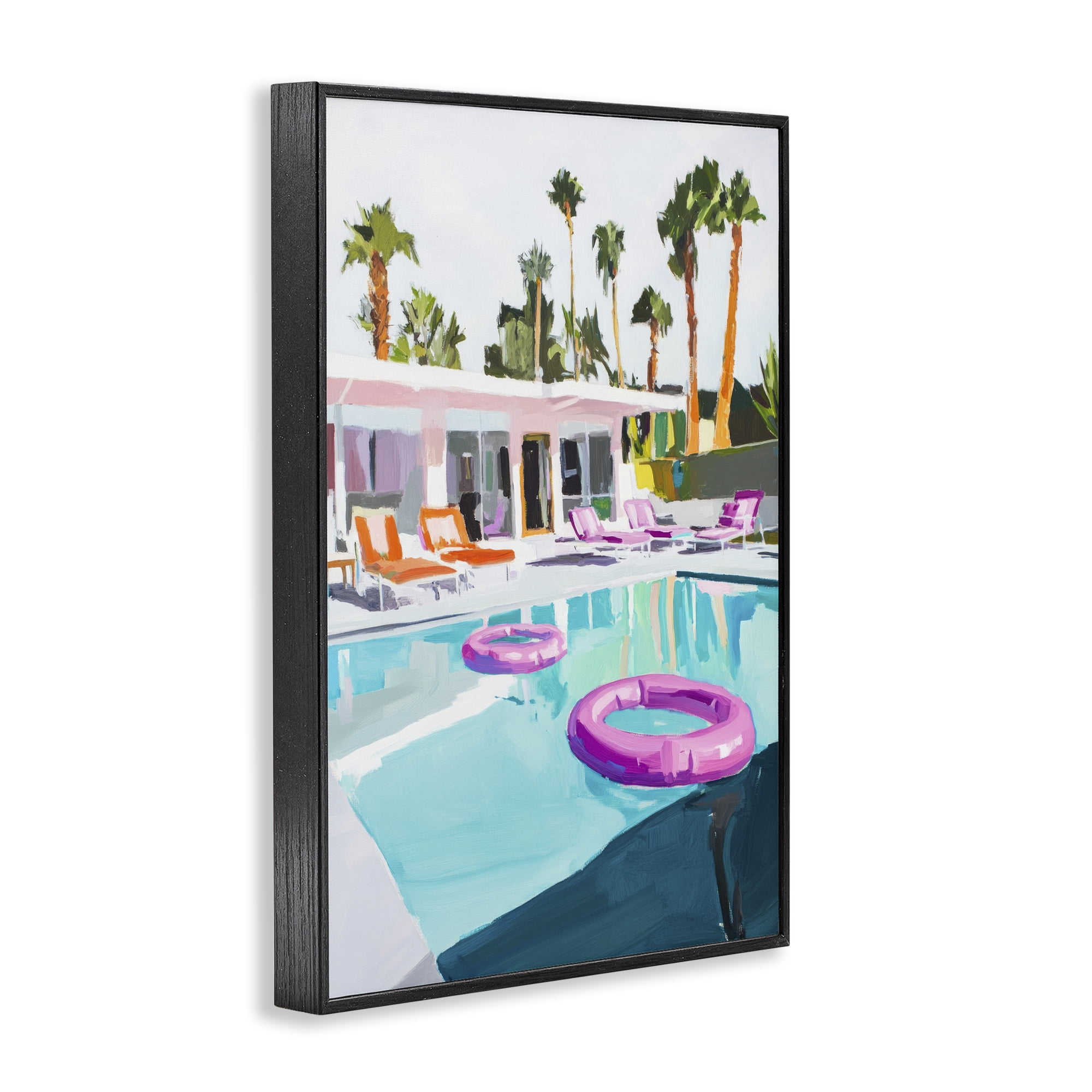 Stupell Industries Palm Springs Poolside Impression Black Framed Giclee Art, design by Sisi and Seb
