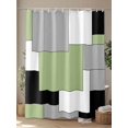 thumbnail image 4 of Abstract Art Shower Curtain, Green Black Gray Splice Waterproof Shower Curtain Set with 12 Hooks Lightweight Washable Fabric Shower Curtains for Bathroom 72x84 Inches, 4 of 6