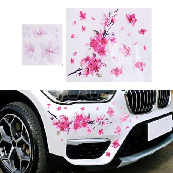 yaaqii 2pc for Cherry Blossom Vinyl Car Sticker Auto Flower Windshield Bumper Stickers