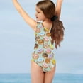 thumbnail image 3 of FOR U DESIGNS Doughnut One Piece Swimsuit Teenagers Kids Girls V-Neck Bodysuit Stretchy Sleeveless Bathing Suit Quick Dry Activewear Size 5-6 Years, 3 of 8