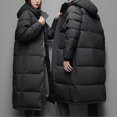 thumbnail image 5 of Unisex Hooded Thickened Warm Long Jacket Windproof Warming Long-Sleeve Coat for Winter Outside, 5 of 5