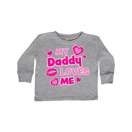 

Inktastic My Daddy Loves Me with Hearts and Kiss Gift Toddler Boy or Toddler Girl Long Sleeve T-Shirt