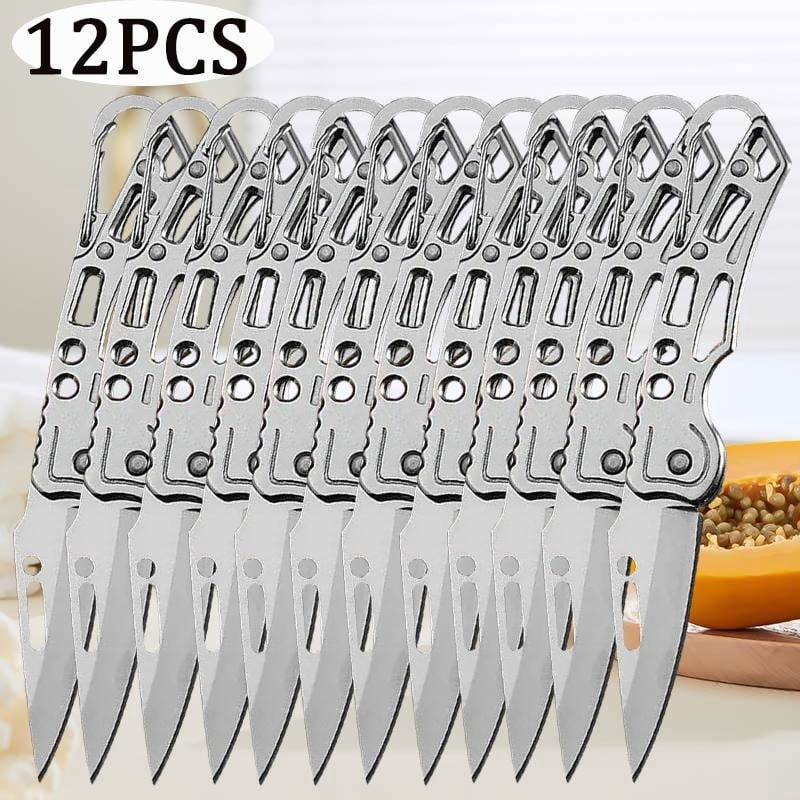 12PCS Stainless Steel Folding Knife Multi-function Pocket Fruit Cutting Knife For Outdoor BBQ Boning Butcher Knife Meat Cleaver Camping Knife Small Knife Utility Knife