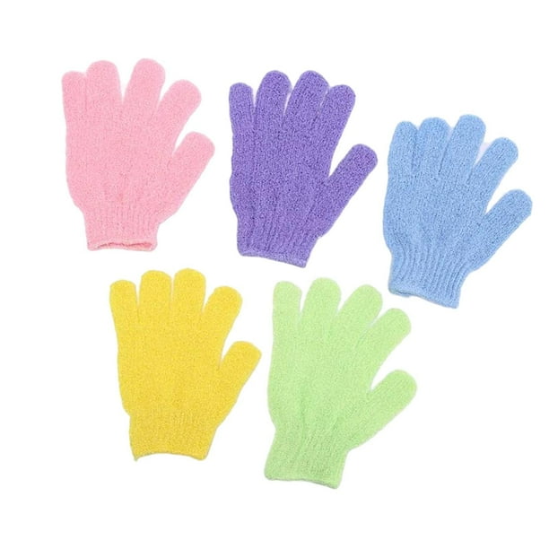 5x Guantes de ducha Guantes corporales Guantes exfoliantes SPA Adultos Familia Eliminador de piel muerta Niños Baño corporal Exfoliante Lavado Exfolia