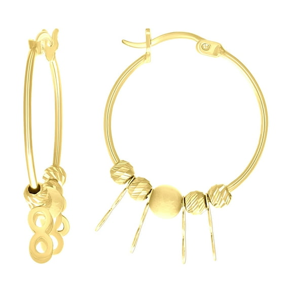 10k Yellow Gold Womens Infinity Yellow Beaded Hoop Earrings Jewelry Gift for Women
