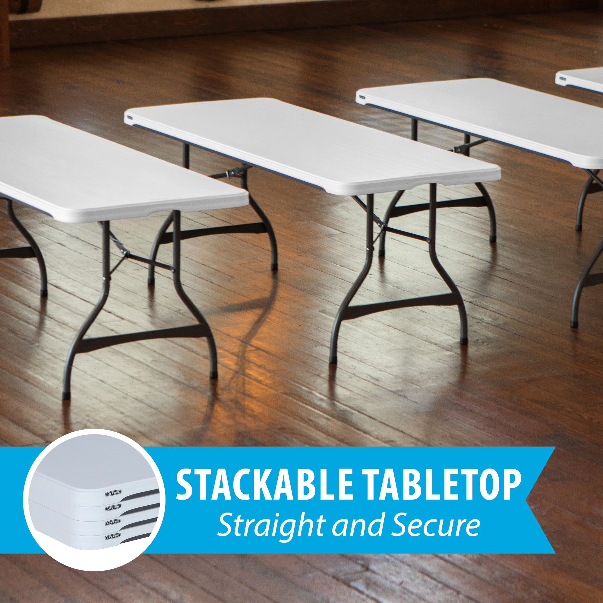 Lifetime 6-Foot Rectangle Folding Table, White Granite photo 3
