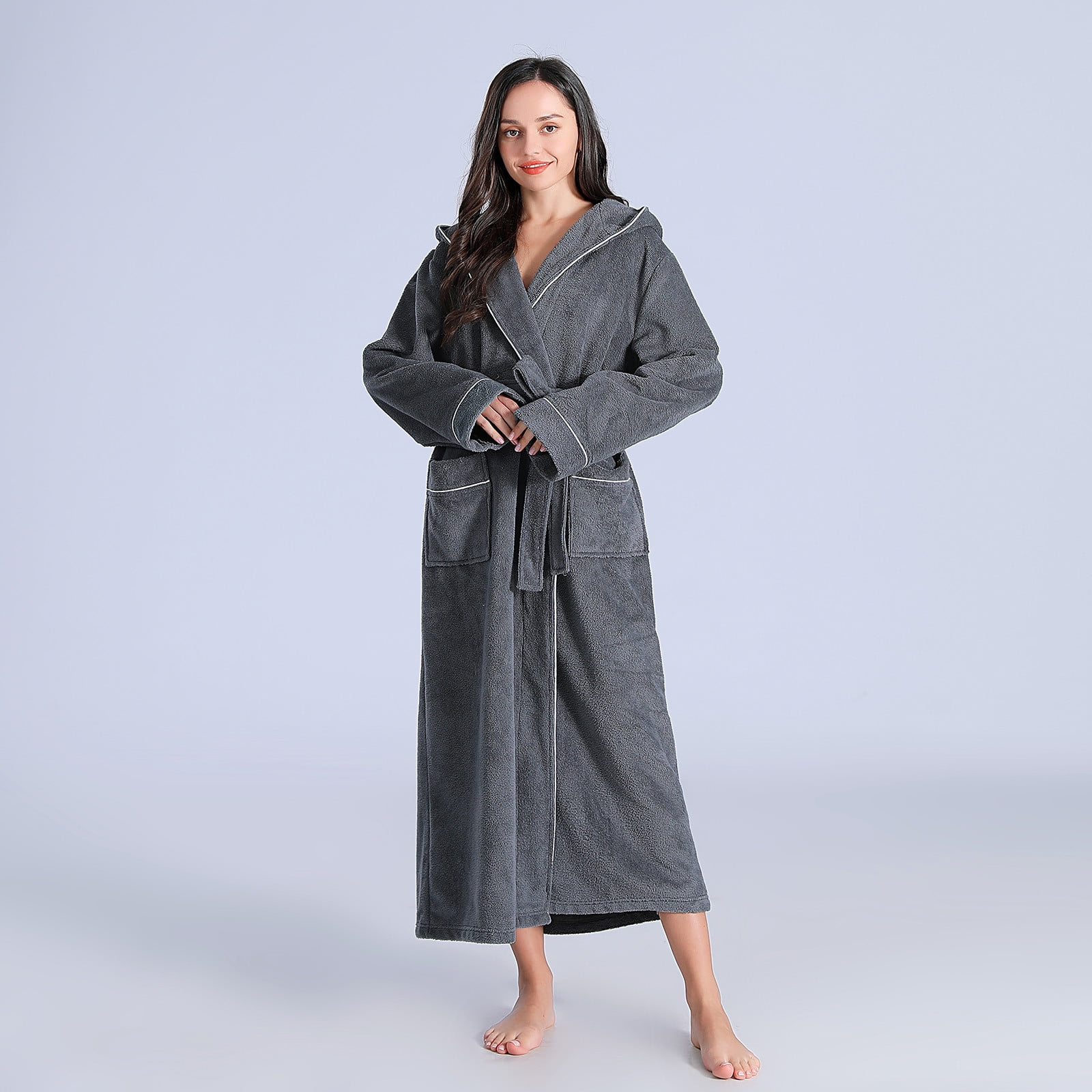Dressing Gown for Women with Hood, Fluffy Super Soft Flannel Long Bath Robe  with Pockets, Perfect Loungewear Gifts for Mum Ladies (TYP-7,XX-Large) at  Amazon Women's Clothing store