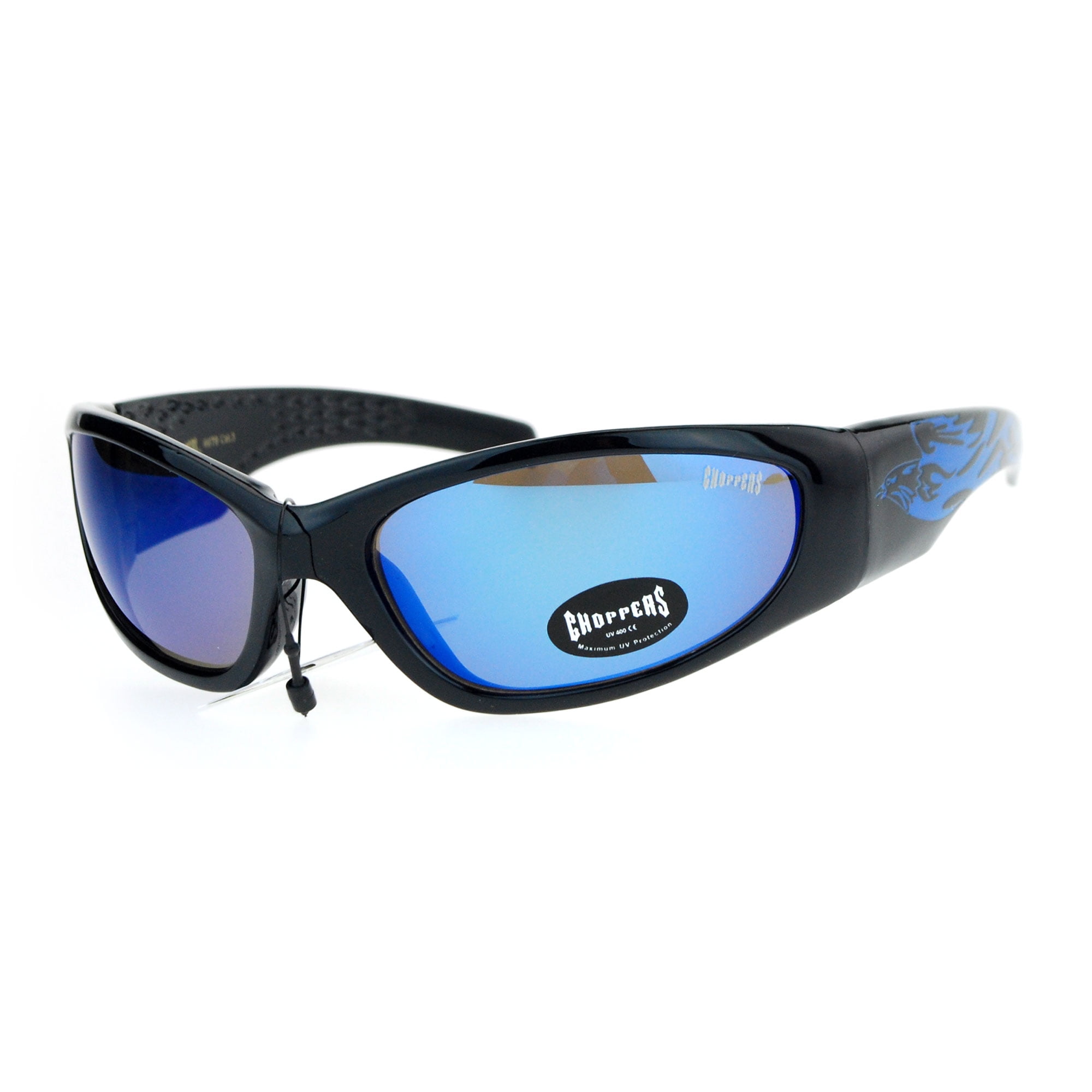 Mens Choppers Sunglasses Flaming Eagle Design Oval Wrap Frame UV 400 