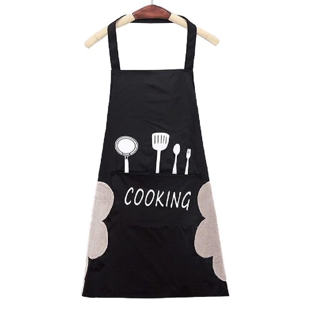 Delantal de cocina con 1 bolsillos Delantales de chef ajustables Delantal profesional para el hogar Cocina Restaurante Barbacoa Cocinar Cocinar Jardinería para hombres Mujeresnegro. Afortunado Sencillez
