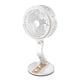 thumbnail image 1 of Lámpara de mesa plegable con ventilador USB, recargable y ajustable, ideal para oficina o hogar, disponible en color dorado., 1 of 6