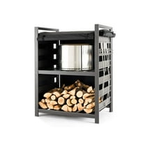 Solo Stove Station Adjustable UVC Coated Cover Aluminum Firewood Rack Black