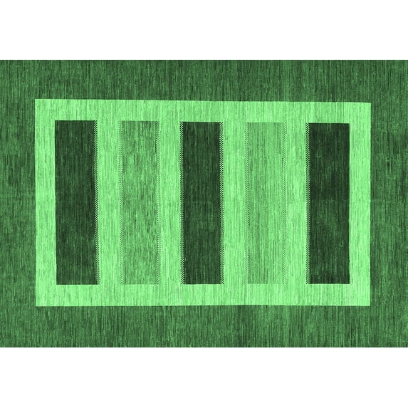 Ahgly Company Indoor Rectangle Abstract Emerald Green Contemporary Area Rugs, 2' x 5'