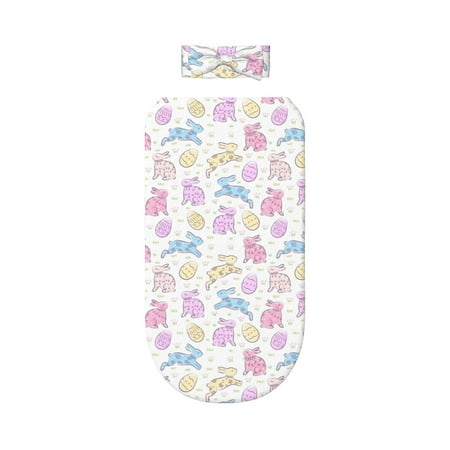 

Lafuoo Easter Colorful Rabbit Pattern 0-6 Months Newborn Swaddle Bag Headband Set for Girls Clothes Baby Care Products