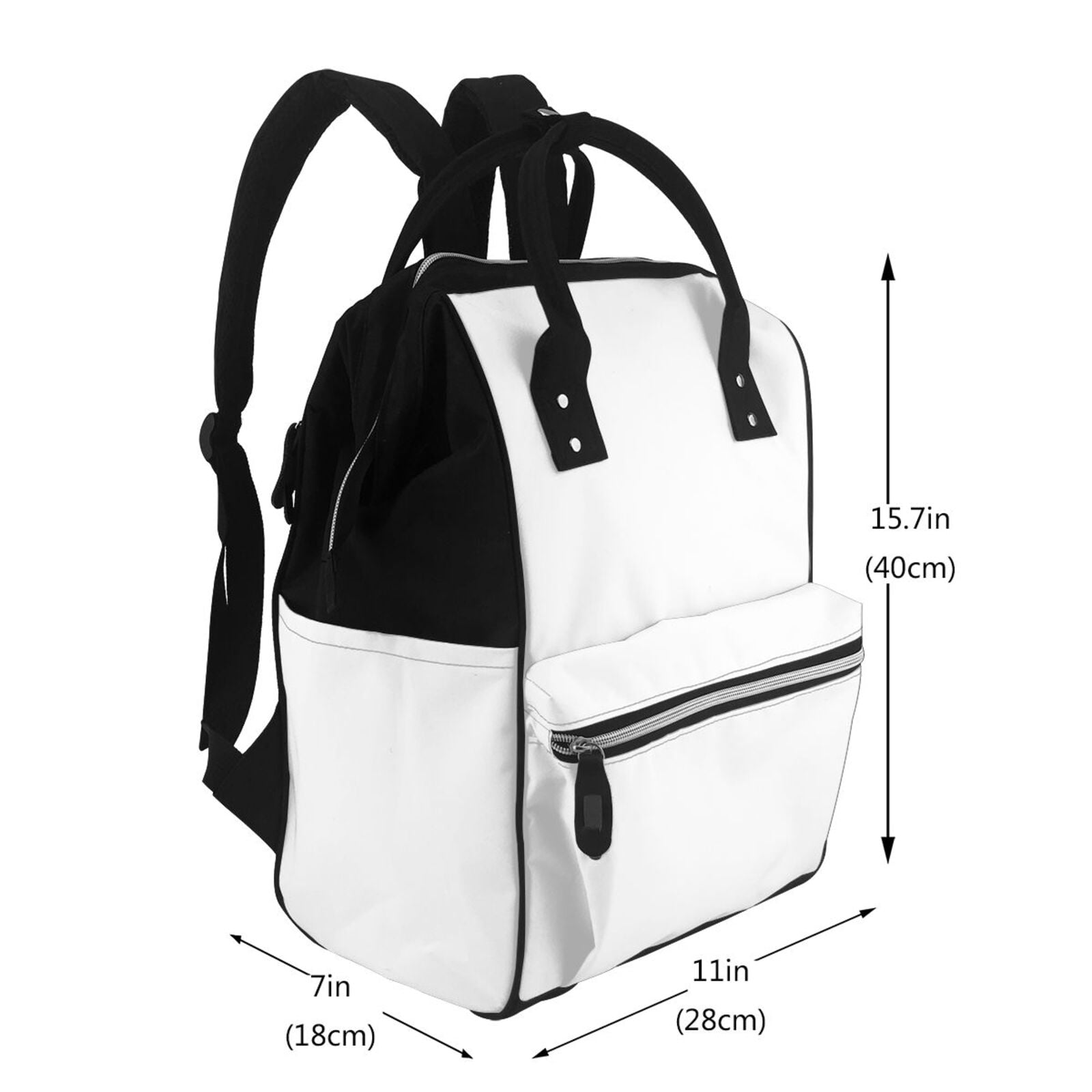 Ratiio White Mummy Backpack - Waterproof Twill Canvas, Large Capacity Diaper Bag with Multiple Pockets and Adjustable Straps