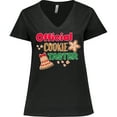 thumbnail image 3 of Inktastic Christmas Official Cookie Taster with Bell and Star Cookie Women's Plus Size V-Neck T-Shirt, 3 of 5