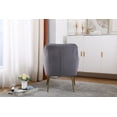 thumbnail image 4 of Modern Velvet Accent Chair, Single Sofa Armchair with with Back and Golden Metal Legs, Upholstered Reading Chair for Living Room, Bedroom, Office, Grey, 4 of 9