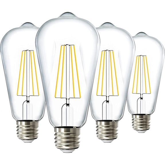 Sunco Dusk to Dawn Lights Bulb Outdoor, ST64 Edison Style Automatic Light SeYANTONing Bulbs, 800 LM, 7W (60W Equivalent), ST19, 3000K Warm White, E26 Base UL 4 Pack
