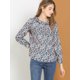 thumbnail image 3 of Allegra K Blusa Floral Con Volantes Cuello Redondo Manga Larga Flor De Loto Top Camisa Para Mujeres Verde S, 3 of 5