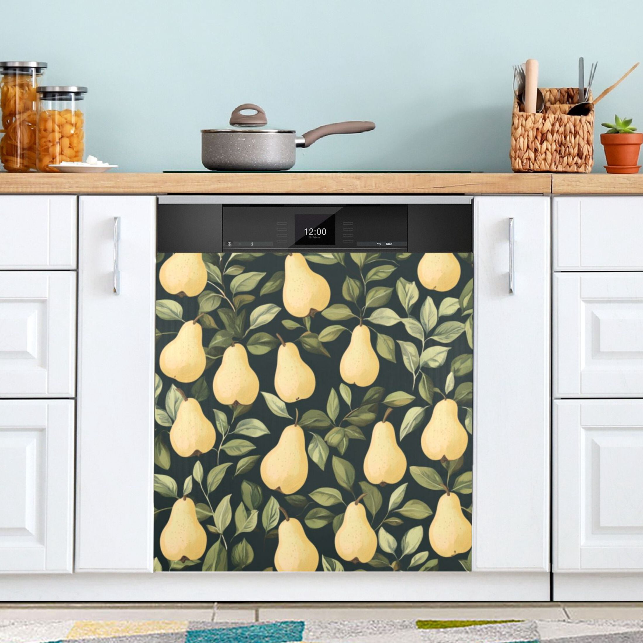Dishwasher Magnetic Sticker 23x26 Inch Refrigerator Magnetic Sticker Washing Machine Magnetic Sticker Kitchen Panel Magnetic Sticker Home Decor Cute Cartoon Pear