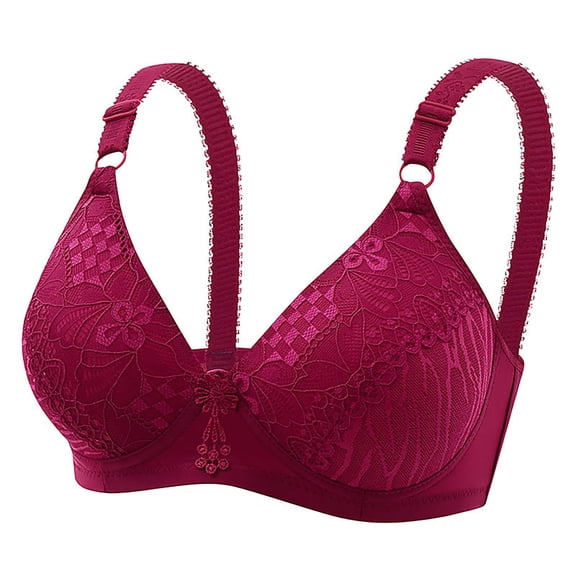 Daznico Comfortable Wireless Lace Bralette for Women Breathable Full Coverage Lift and Support Adjustable Top Plus Size Back Support Underwear Bra