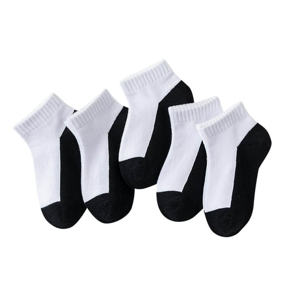 Odeerbi 5 PCS Cotton Ankle Socks for Kids Boys Girls Color Block Cute Soft Crew Socks Student Children's Solid Color Short Socks Sports Socks