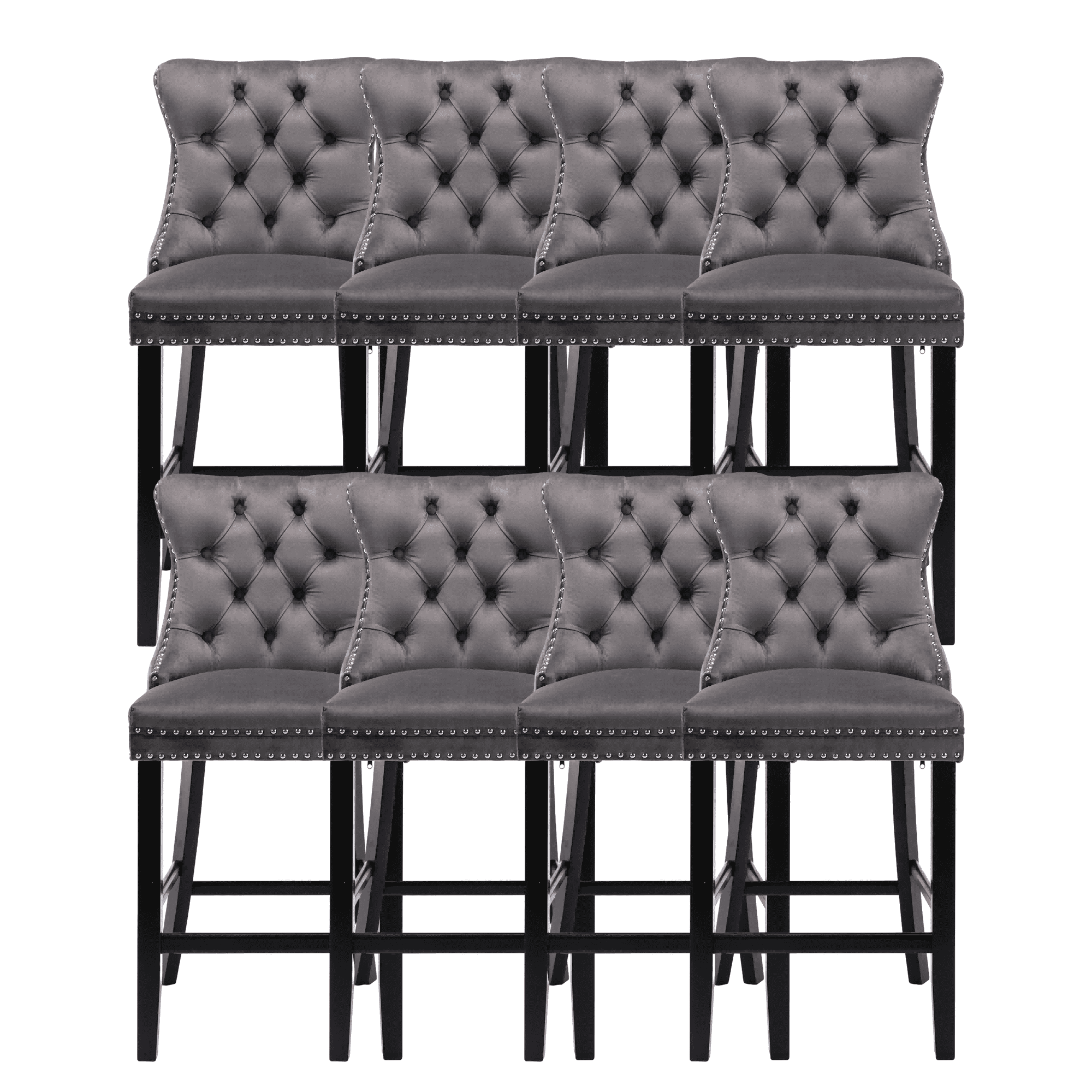 Velvet Counter Height Upholstered Barstools, Bar Stools Seat Height 27