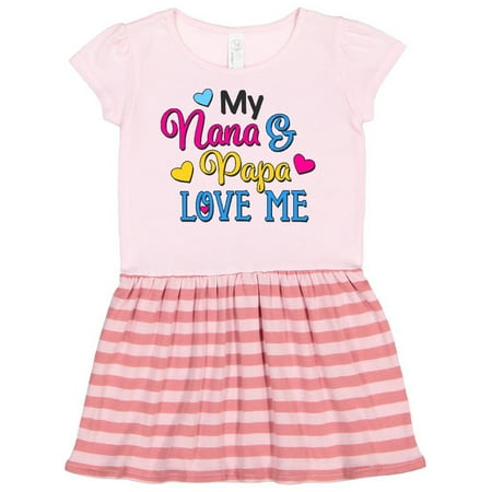 

Inktastic My Nana and Papa Love me with Hearts Gift Toddler Girl Dress