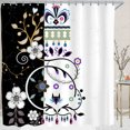 thumbnail image 1 of Vibrant Floral Shower Curtain - Black & White Design with Colorful Accents, 1 of 4