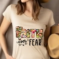 thumbnail image 4 of FAITH over FEAR Retro Floral Shirt | Groovy Christian Boho Graphic Tee for Women, Dark Heather, Size 3XL, 4 of 6