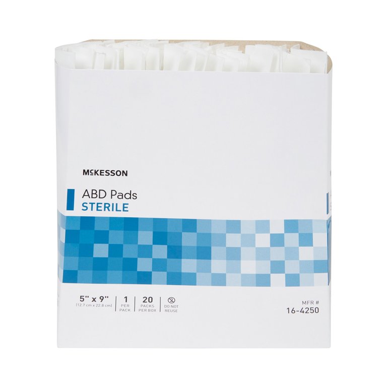 McKesson Sterile Abdominal Pads, 5 in x 9 in, 20 Count, Single
