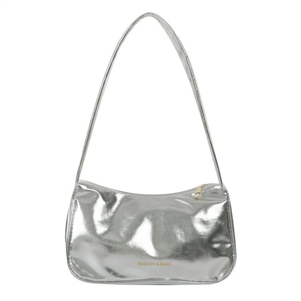 Bolsos de mano de color sólido Bolso de compras para mujer Bolsos de moda para mujer (Plata) Likrtyny Para Estrenar