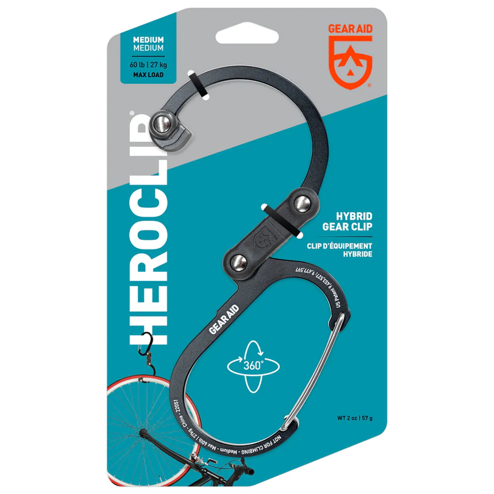 Gear Aid Heroclip Medium Hybrid Camping Gear Clip - Black/Red