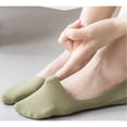 thumbnail image 2 of 6 pairs Thin No Show Socks (Women), Made of Ice Silk Surface on the Surface & Cotton on the Bottom（green）, 2 of 5