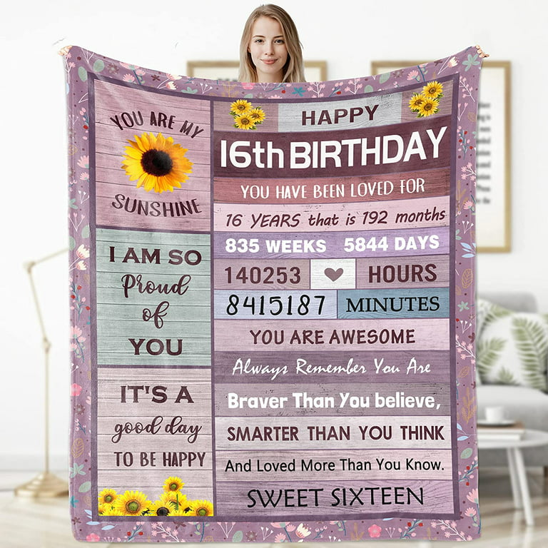 16th Birthday Gifts for Girls, Sweet 16 Gifts for Girls, 16 Year Old Girl  Gifts for Birthday, Best Gifts for 16 Year Old Girl, Happy 16th Birthday  Gift Idea Blanket 50x60 