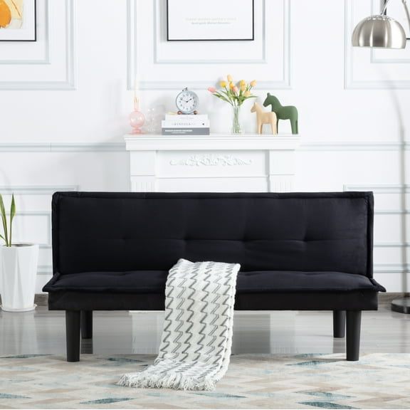 CHEERFUN 63.2 Inches Futon Sofa Bed Convertible Sofa Black