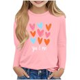 thumbnail image 2 of Annhoo Valentine's Day Shirts for Kids Long Sleeve Crewneck Solid Color Print Graphic Loose Tops Trendy Cute Clothes, 2 of 5