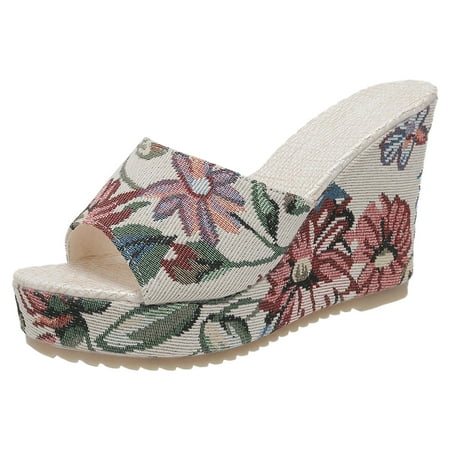 

Jungdeepe Women Sandals Fashionable New Pattern Minimalist Flower Print Fashionable Wedge Comfortable And Casual Shoes Sandals Women Size 38 Women Summer Sandals Lime Sandals for Women Size 11 Wide