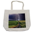 thumbnail image 1 of Nature Shopping Bag, Summer Storm About to Appear with on the Field Solar Beams Energy Theme, Eco-Friendly Reusable Bag for Groceries Beach and More, 15.5" X 14.5", Cream, by Ambesonne, 1 of 2