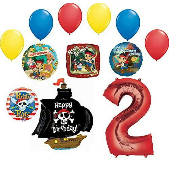 Jake and the Neverland Pirates 2nd Birthday Party Supplies Balloon Bouquet Decorations