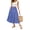 # Blue Floral, variant on Midi Pleated Skirts for Women with Lining Elastic High Waist with Pockets Maxi A Line Linen Summer Clothes Trendy Flowy White M