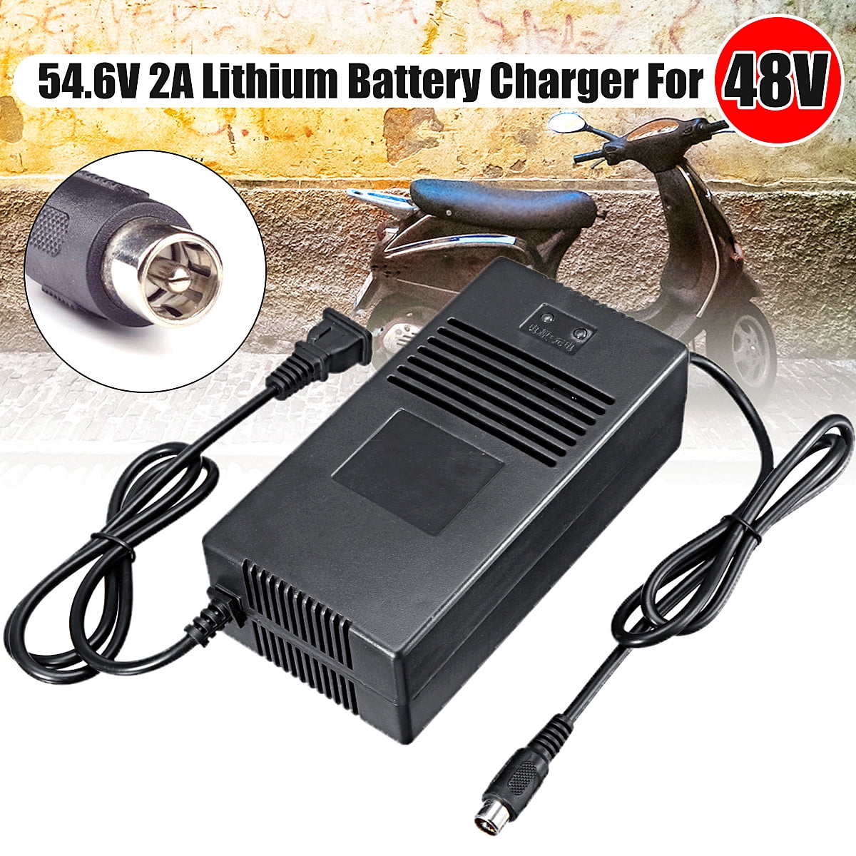 48V Lithium Battery Charger Adapter 54.6V 2A For Electric Bicycle