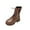 Brown, variant on KEGIRLOM Women's Fashion Casual Versatile Cool And Fashionable Winter Style Lace-Up Thick Bottom Thick Heel Side Zipper Lace-Up Mid-Tube Motorcycle Boots Brown 5.5
