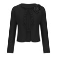 thumbnail image 3 of Xysaqa Women Elegant Slim Fits Double Breasted Blazer Jacket Open Front Cardigan Casual Long Sleeve Work Office Blazer Coat Dress Suit with Roses (S-3XL), 3 of 6