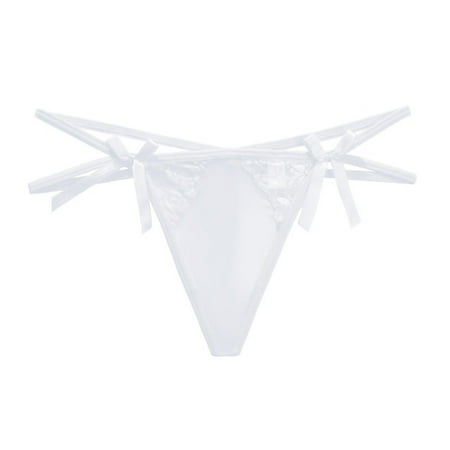 

Sehao Women s Hot Ribbon Transparent Mesh Thong Perspective Temptation Underwear Clothing Shoes & Accessories White L