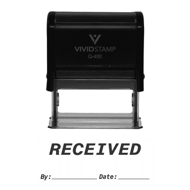 Vivid Stamp RECEIVED By Date Self Inking Rubber Stamp (Black Ink) Medium