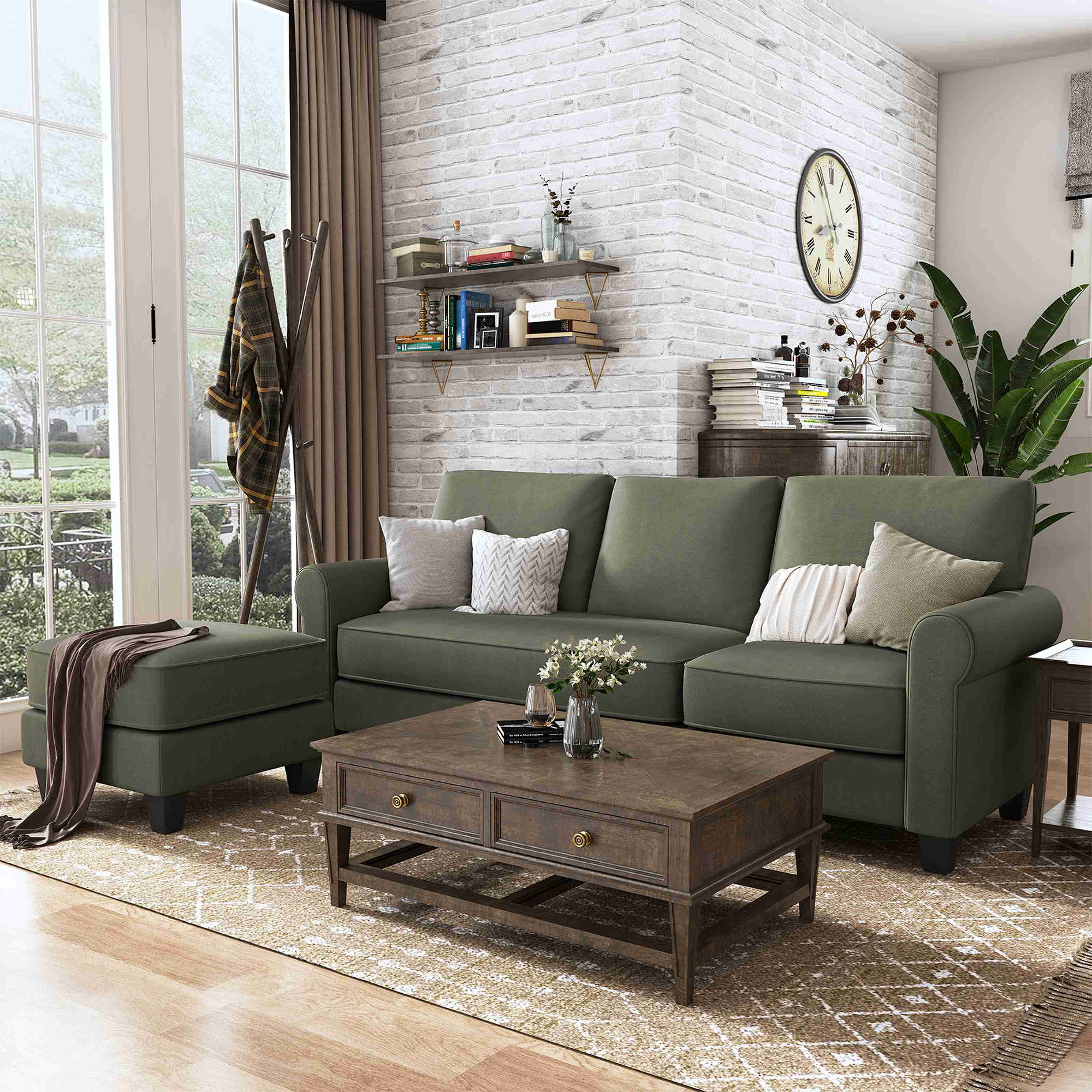 Nolany Convertible Sectional Sofa L Shaped Couch 3Seat Sofa with